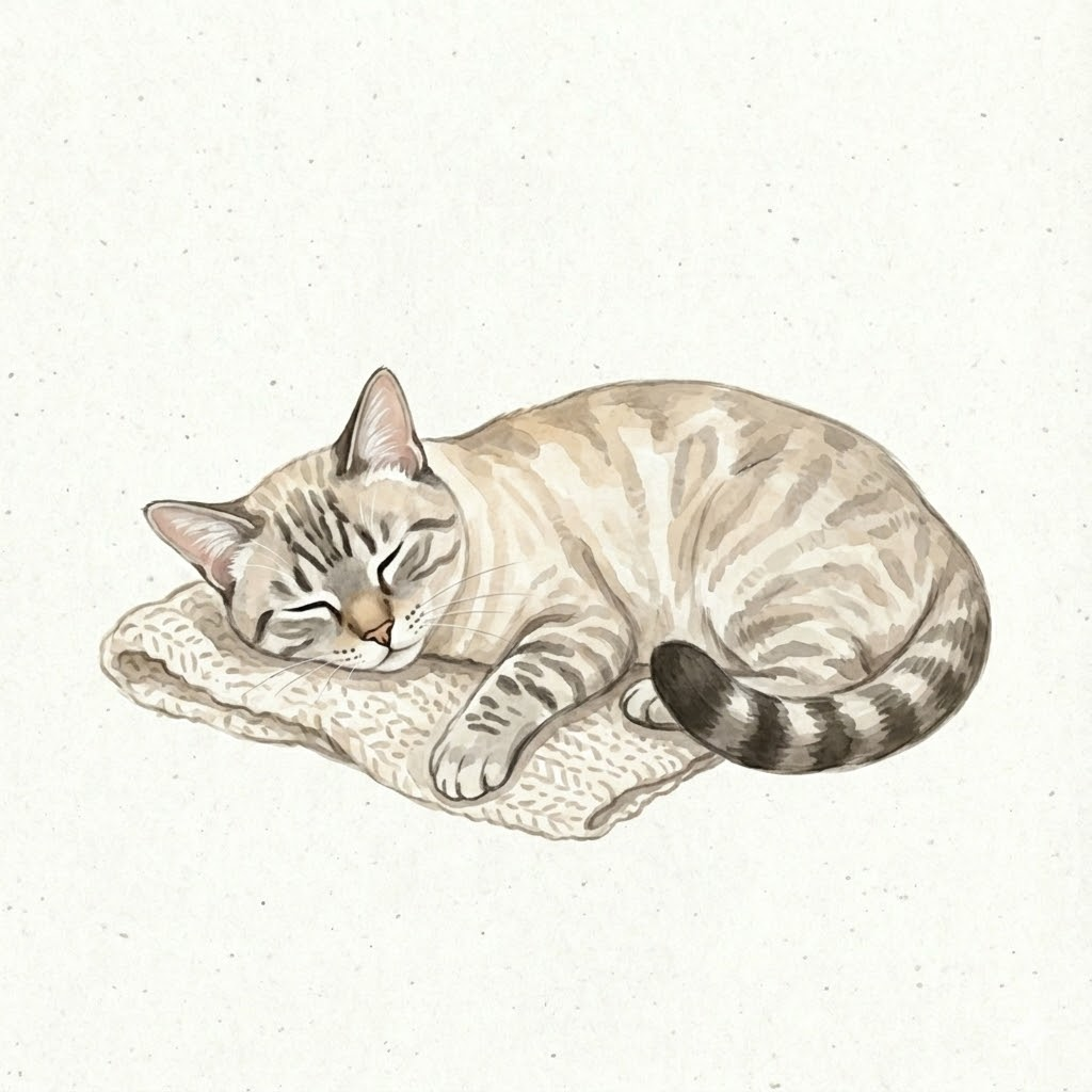 Sleeping Lila cat illustration